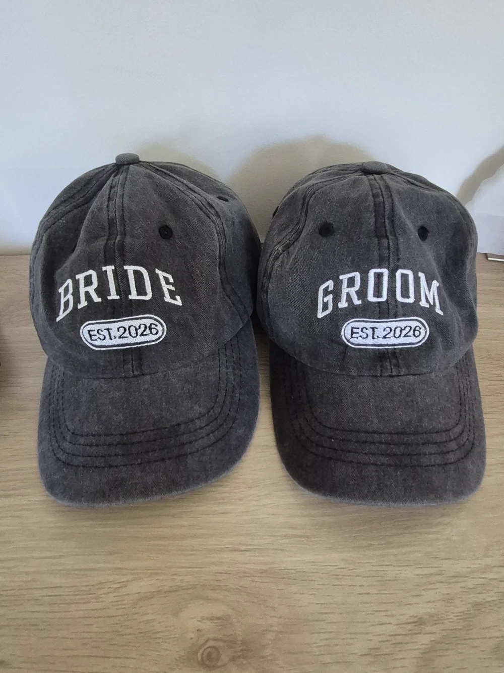 Bride & Groom Matching Baseball Caps - Charcoal Gray